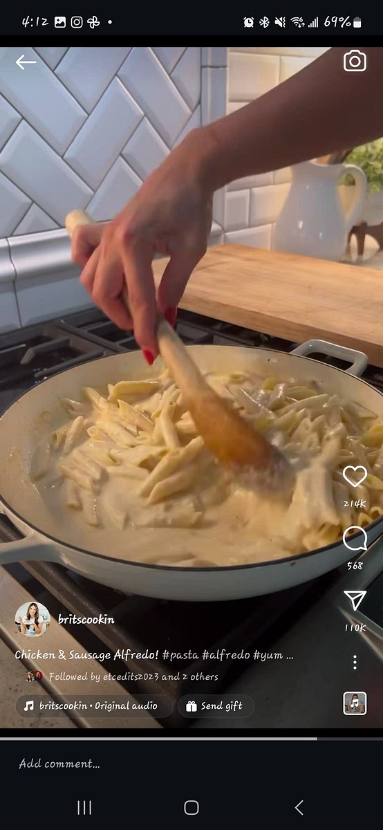 Add cooked penne and stir until combined
