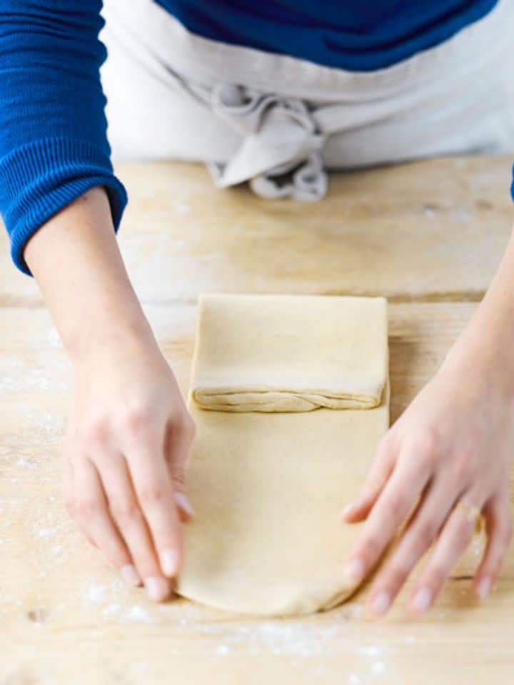 Remove the dough from the fridge and repeat the rolling and folding twice more, until it’s had six rolls and folds altogether. Chill for a final 20 minutes, then it’s ready to use.