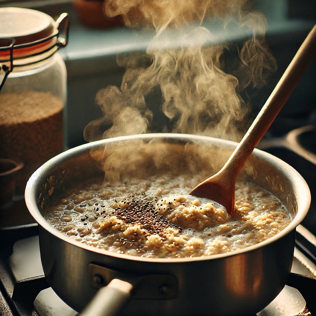 Cook the Oatmeal: Place the saucepan over medium heat and bring the mixture to a gentle boil, stirring occasionally. Once it starts boiling, reduce the heat to low and simmer for about 5-7 minutes or until the oatmeal reaches your desired consistency. Stir occasionally to prevent sticking.