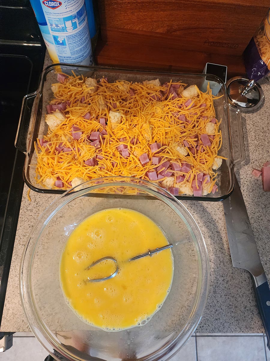2 cups Cheese added before the eggs and milk