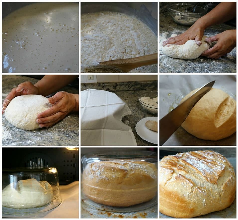 1.- Para preparar este simple pan, lo primero es hidratar la levadura. Pon un poco de agua en un bol y agrega la levadura y el azúcar. Ahora, remueve (más o menos 2 minutos) con una cuchara de madera hasta que la levadura se disuelva por completo.