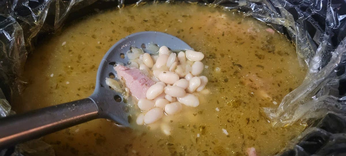 When ready to stir, I like removing the Bay Leaf, mixing it, and then returning it to the pot. Once the soup is done, remove the Bay Leaf before serving. Enjoy!