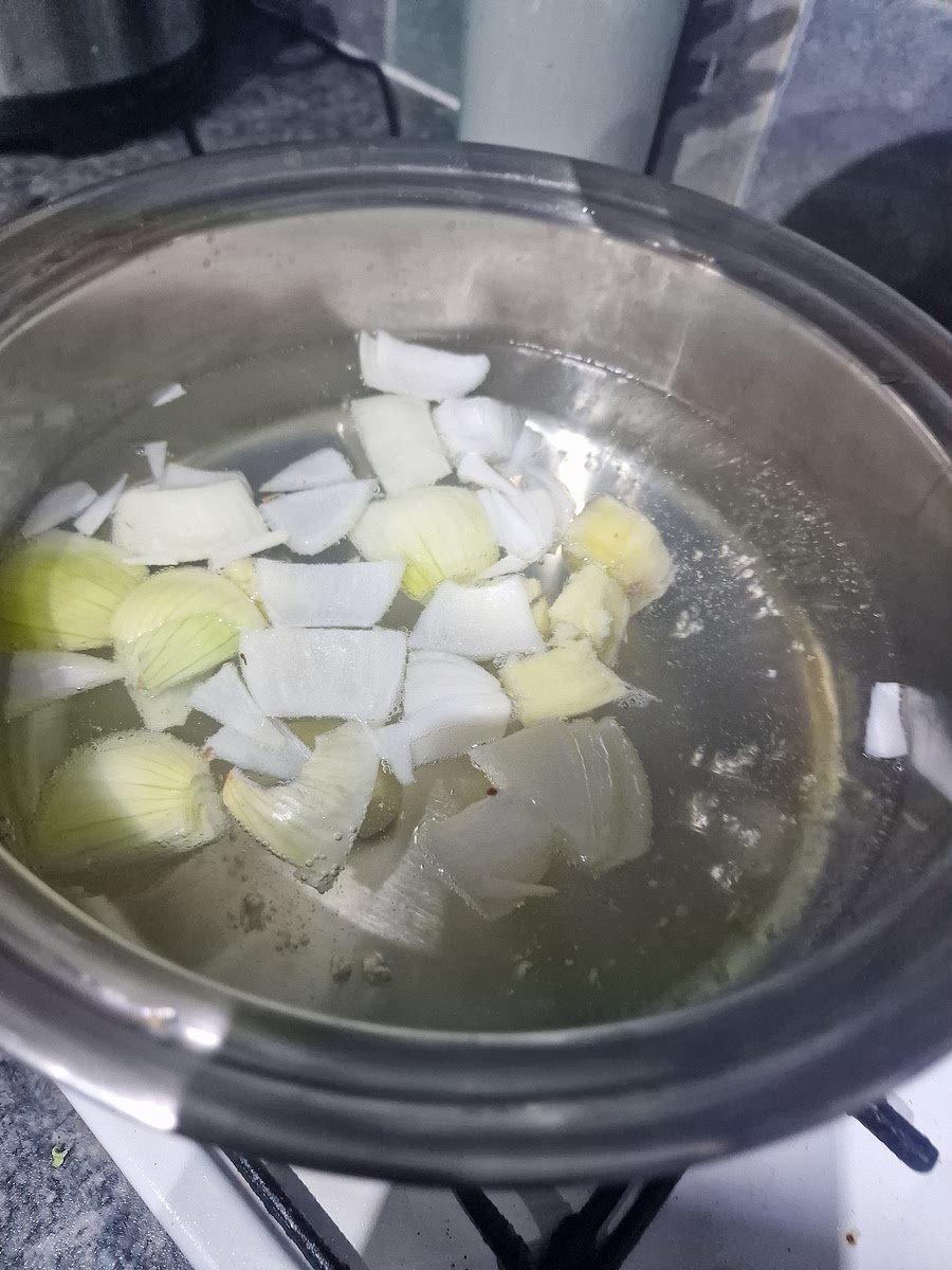 Add ginger and onion. Add salt and close lid