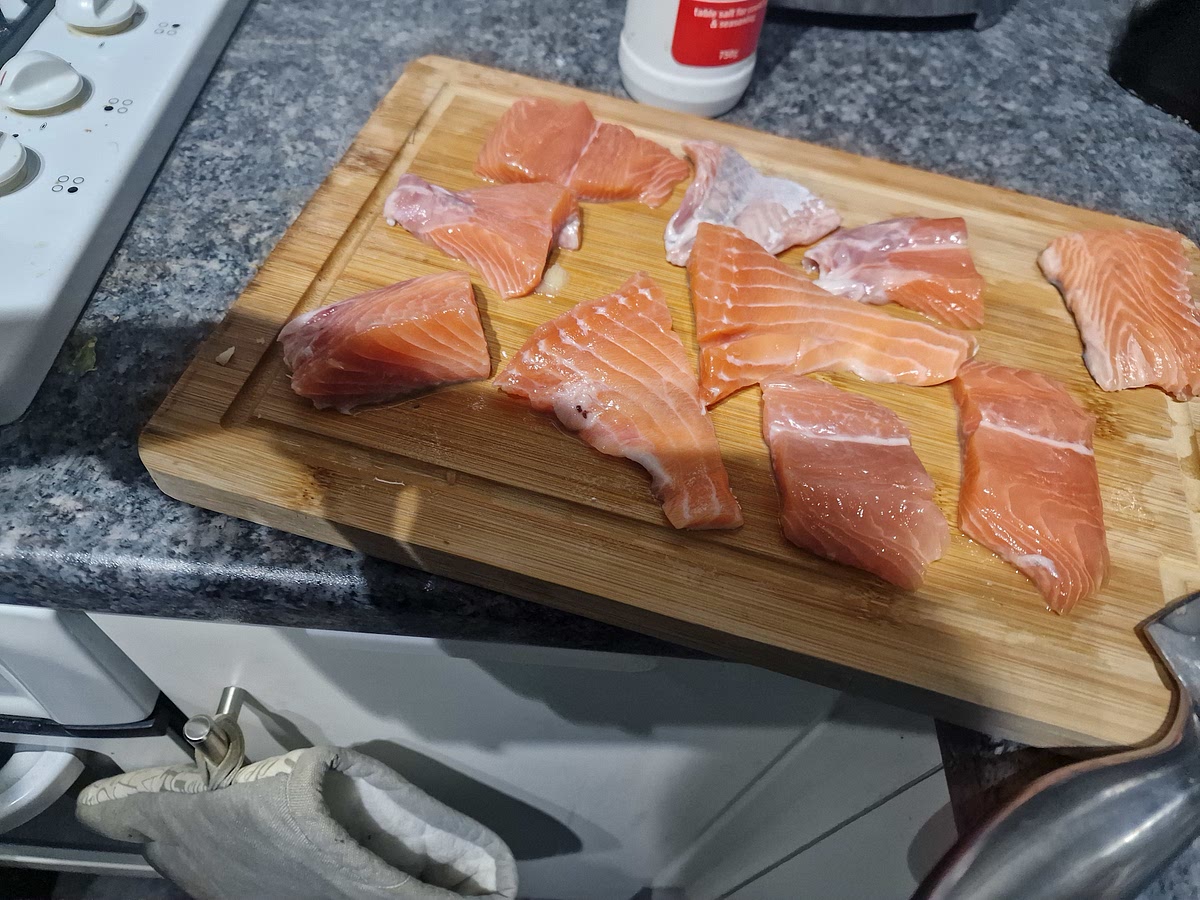 Slice salmon