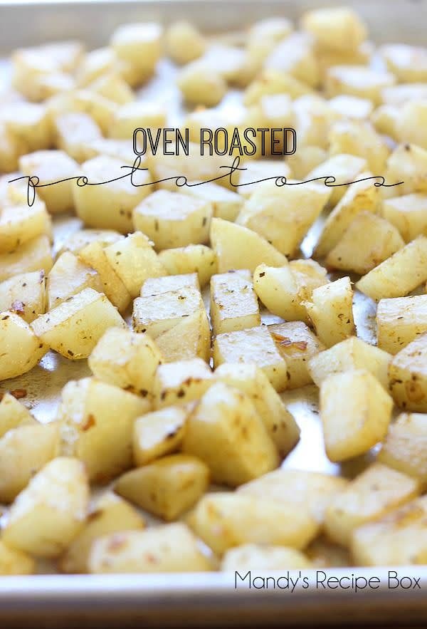 Chop russet potatoes into desired square shape.