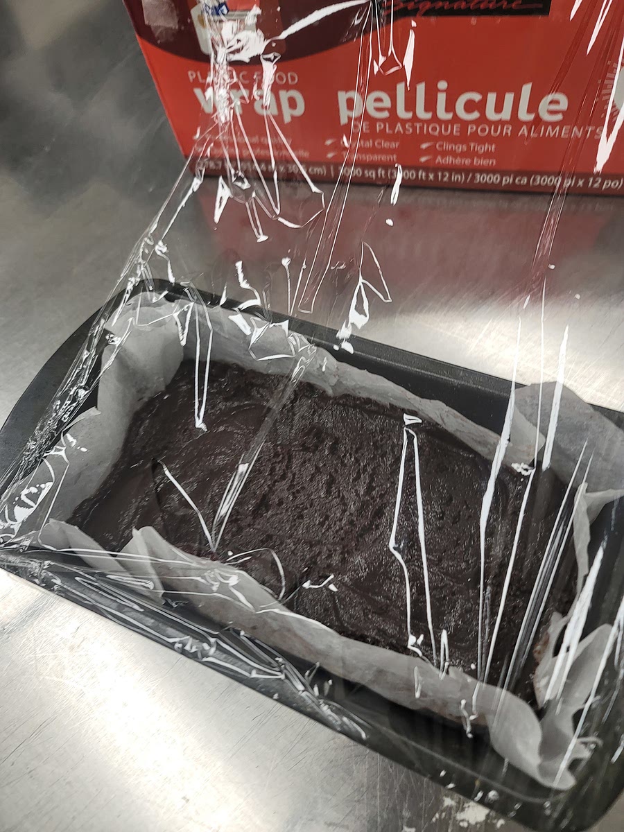 Place parchment paper into a loaf pan and then put your liquid into it