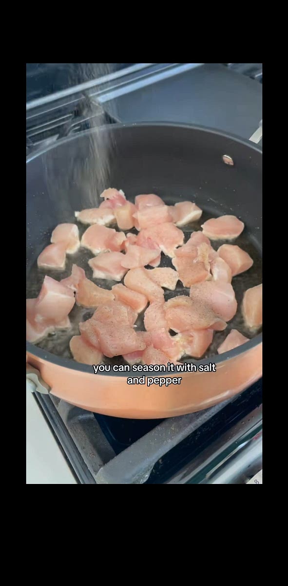 Add diced chicken and season w/ salt and pepper