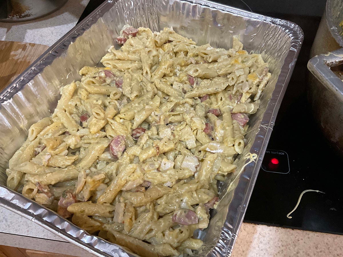 Butter the pan, then add in the pasta