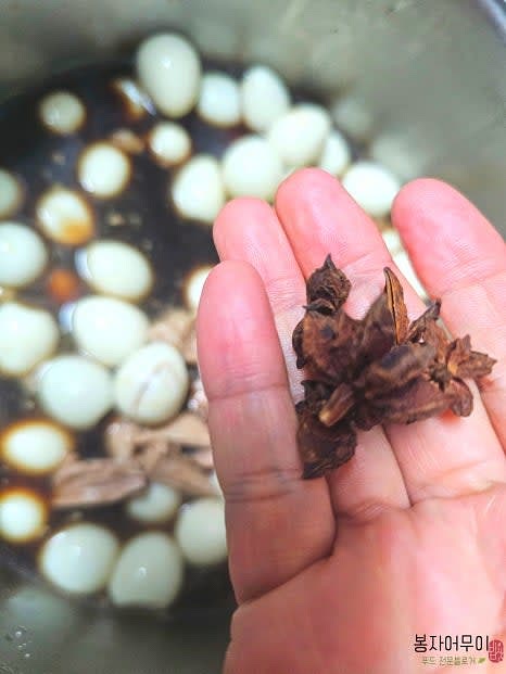 찢어놓은 돼지고기에 육수(고기 삶은 물) 1.5컵, 진간장 2/3컵을 붓고 골고루 섞어주세요. 팔각은 1~2개 정도 넣어 향을 더합니다.