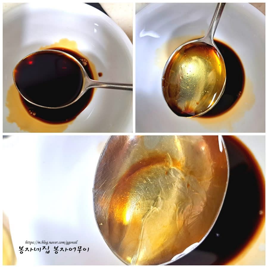 간장 3스푼, 올리고당 2스푼, 생강맛술 1스푼을 섞어서 양념장을 만듭니다.