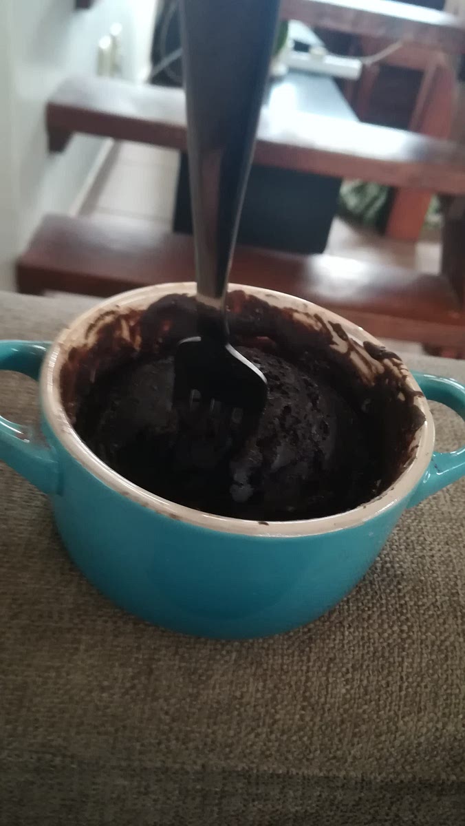 In a mug then add 2 tbsp flower 1 1/2 tbsp cocoa powder 2 tbsp of sugar and a quarter teaspoon of baking powder mix that all together then add 3 tablespoons milk and a quarter teaspoon vanilla extract mix that all together until it becomes a nice gooey brownie consistency, you can add more milk flour or sugar to your likings, microwave for 2 minutes and enjoy