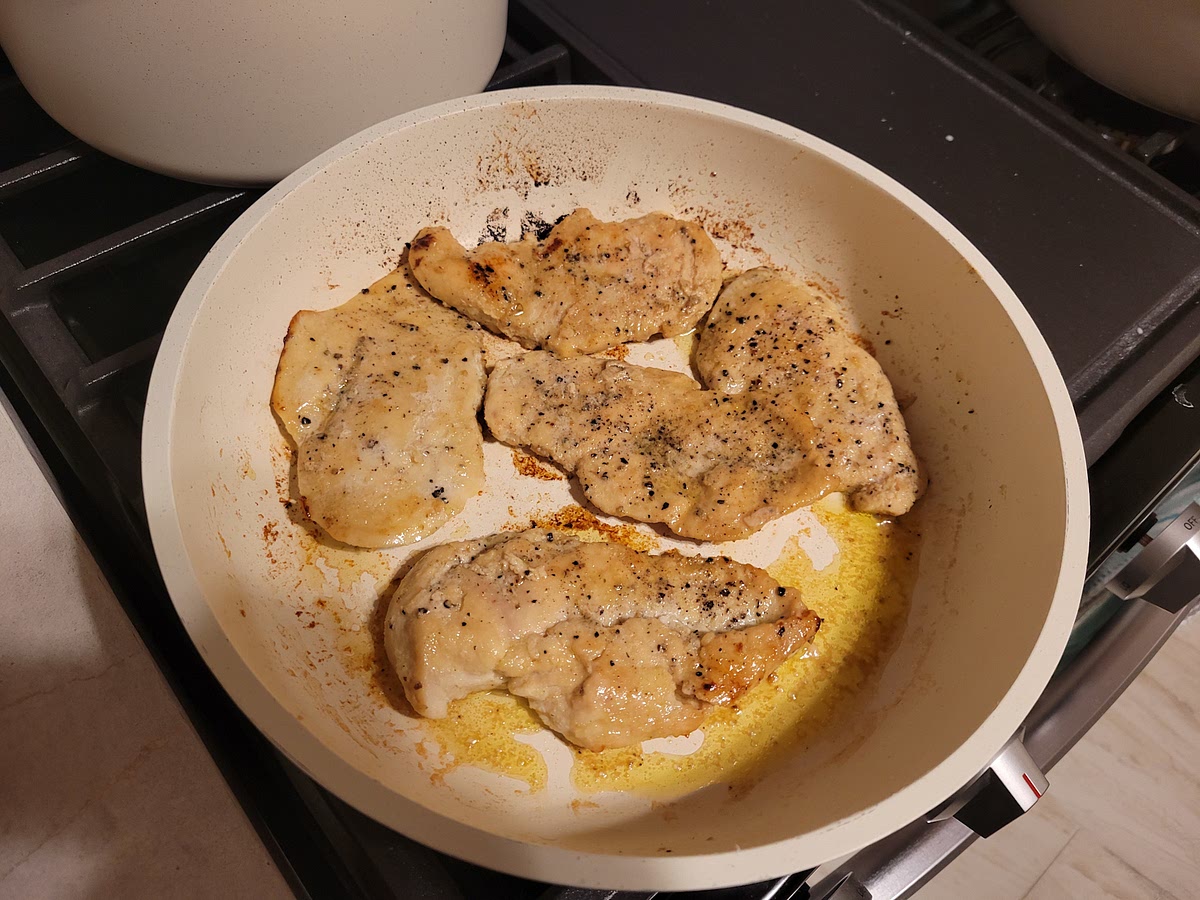 Make sure chicken is cooked all the way through and browned on both sides