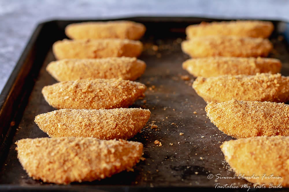 Deep-fry the half-moons until golden brown on both sides.