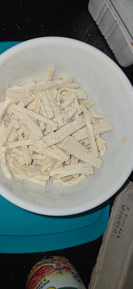 Cut into small pieces. I use an egg slicer and cut twice, turning after the first cut.