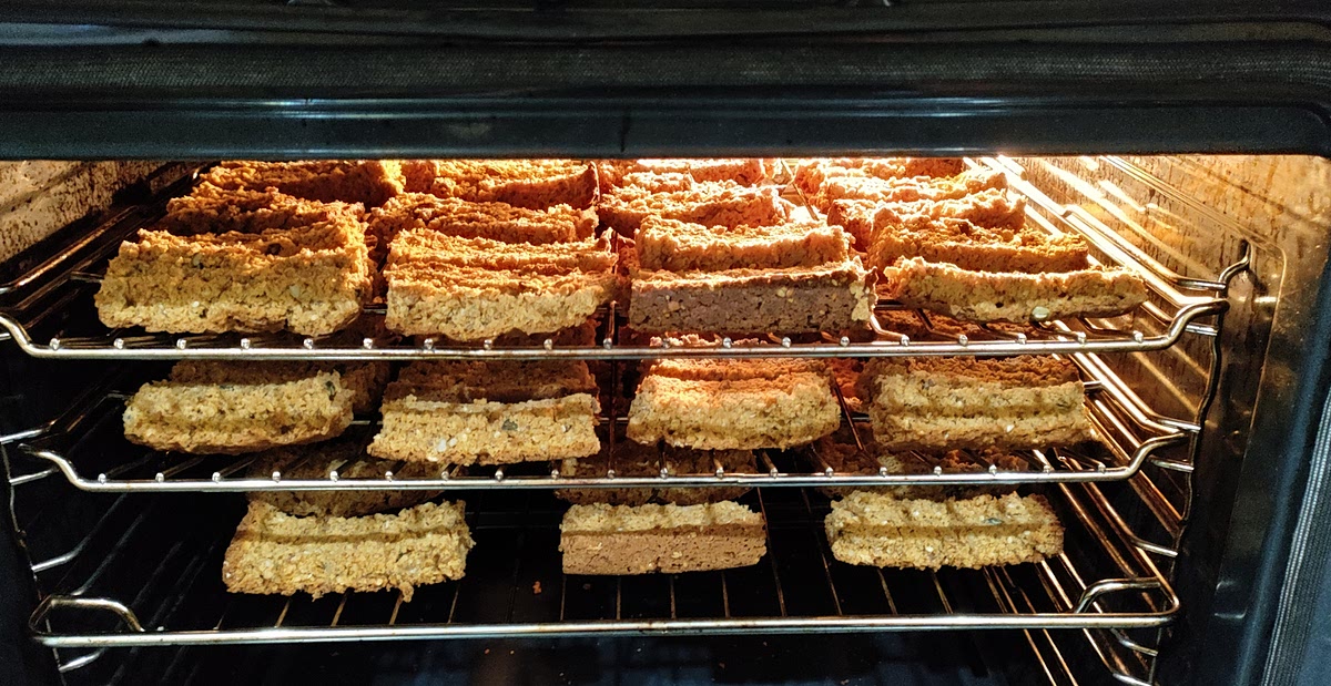 At 80 degrees, place the rusks back in the oven for 4 hours or until dry and crunchy. (Oven door slightly ajar)
