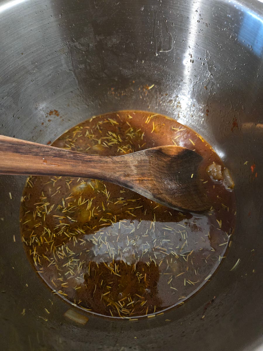 Use a wooden spoon to scrape up any browned bits from the bottom of the pot - this prevents a burn notice and adds flavor.
