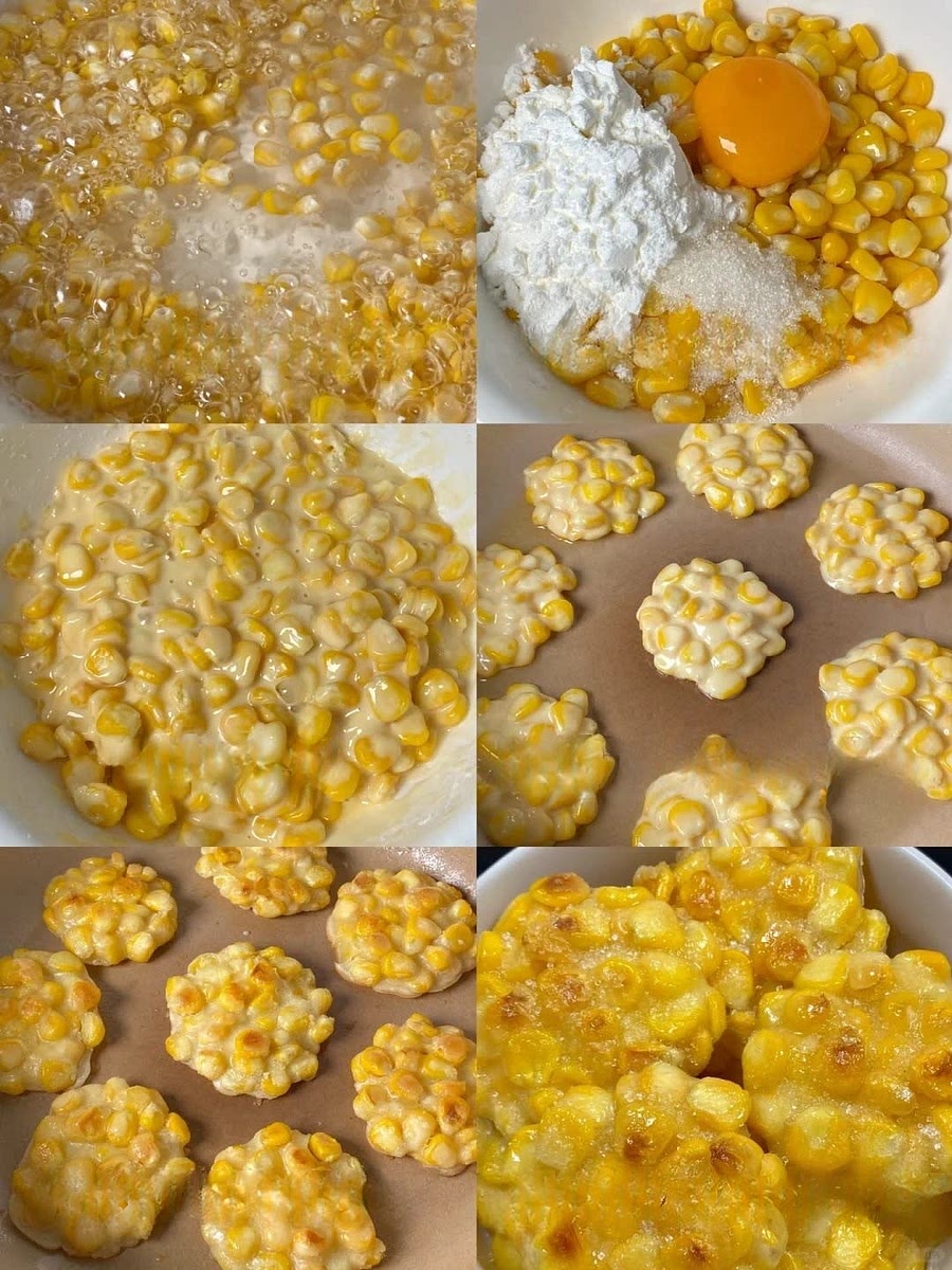 Blanch the corn kernels until cooked, then drain and set aside.