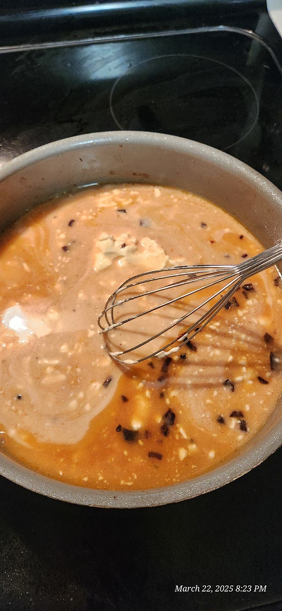 Mix in sour cream. If mixture is too thick, add additional water up to 1 additional cup.