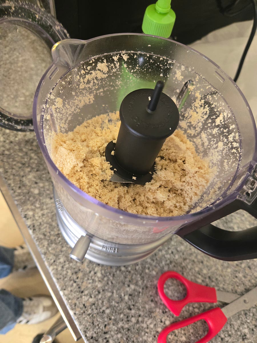 Blend seeds alone until forms a clumpy paste