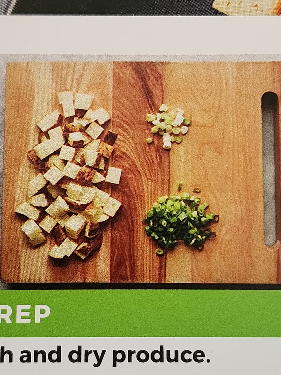 Dice potatoes into 1/2" pieces. If using scallions, thinly slice, separating whites from greens