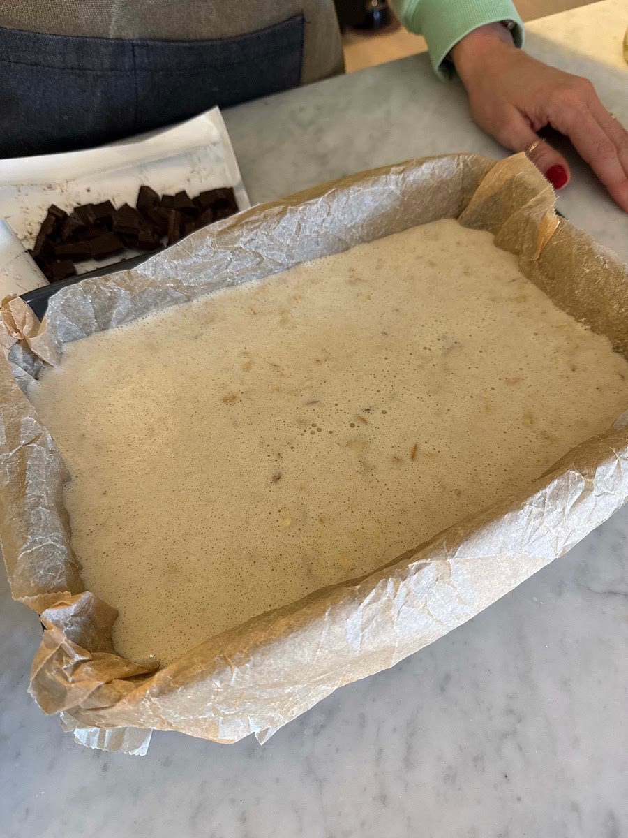 Add mix to the baking tray