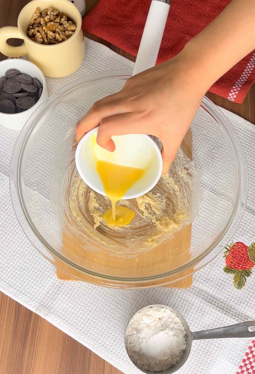 2. Add the eggs and beat until just combined.