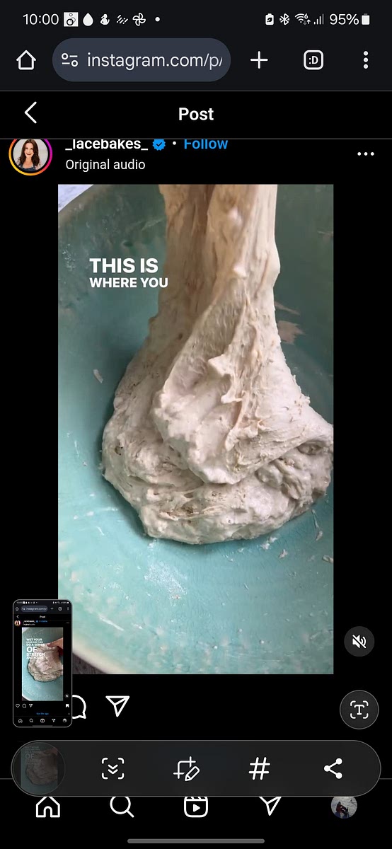 Cover up for 45 minutes. Wet your hand and do the first series of strech and folds. Repeat for 3 times. (Pull the dough up and over itself)