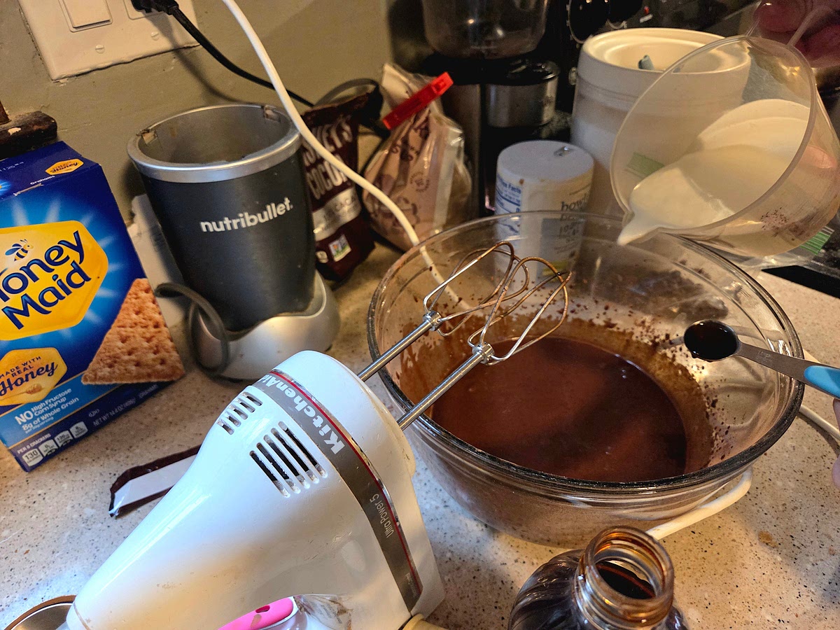 Stir in the heavy cream and vanilla.