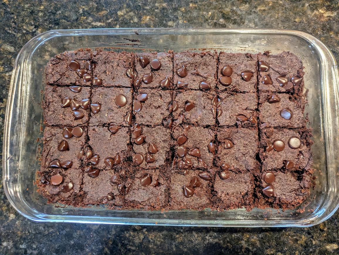 Bake at 350F for about 30 minutes, or until a toothpick comes out with some wet crumbs, but not totally raw or clean. Let cool totally in the pan for at least 30 minutes before slicing
