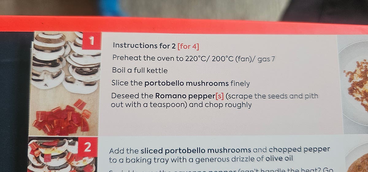 Preheat oven, boil kettle, slice Mushroom and deseed pepper