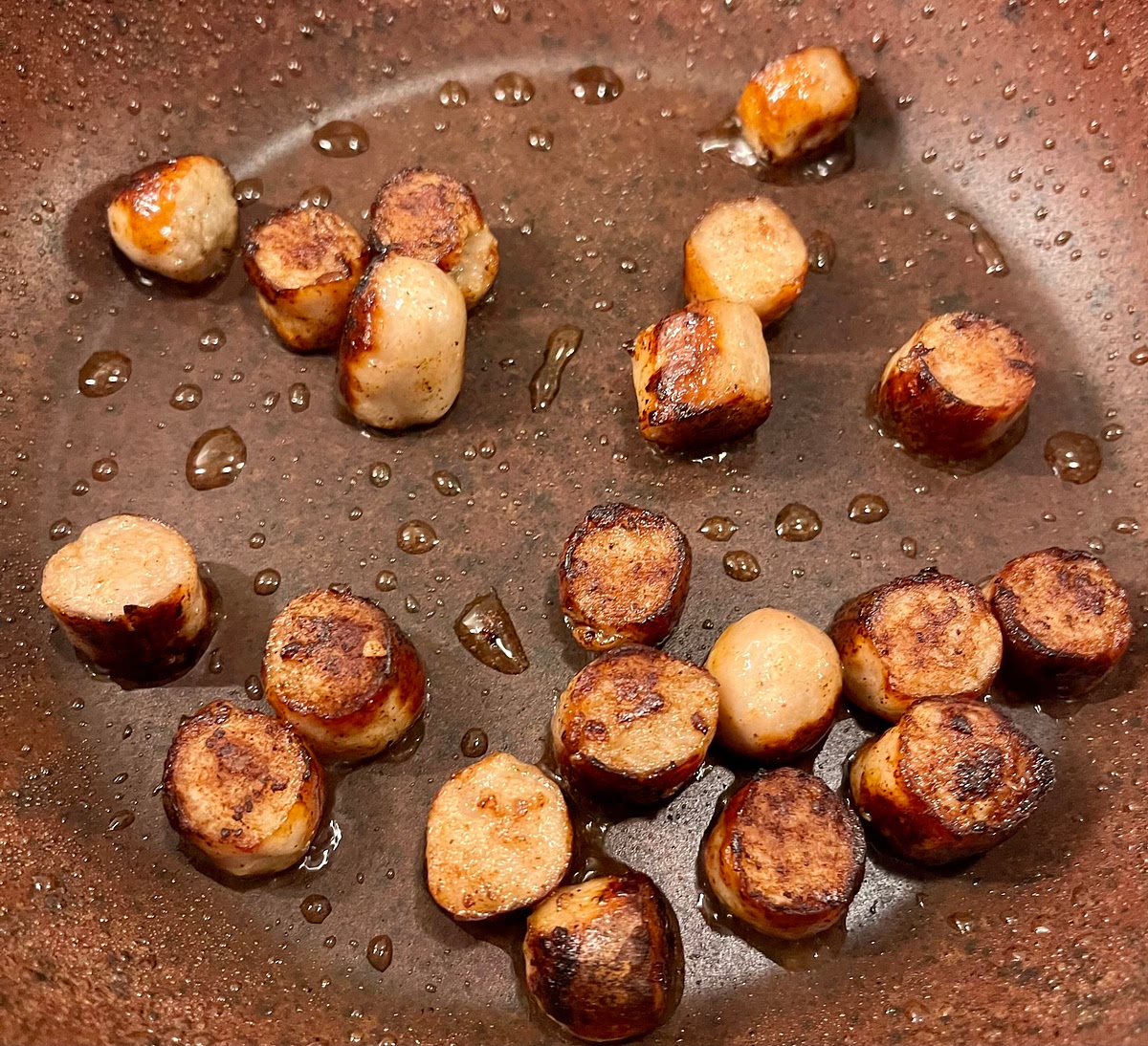 Once slightly browned, turn off the heat and put sausages to the side. Keep the pan as you will use it later for the sauce.
