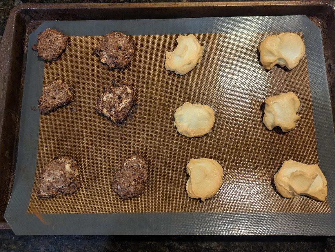 Bake at 325F for about 12 minutes, or until lightly golden brown. They will feel very soft, but will harden on the tray. Let cool for at least 30 minutes before removing