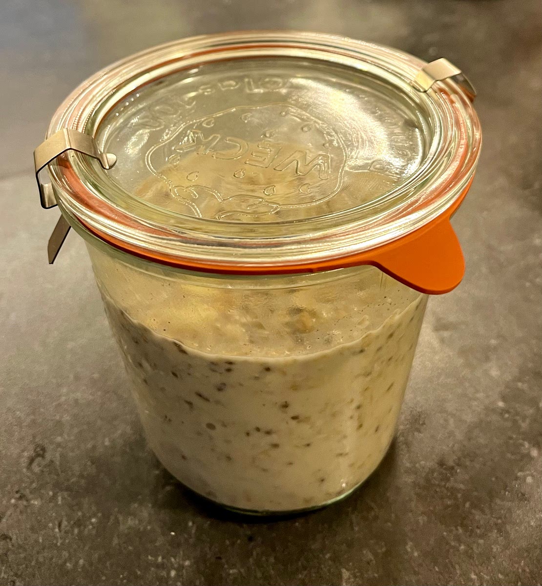 Add all ingredients to a bowl or airtight container the night before. Cover with a lid or seal with cling film and put it in the fridge.