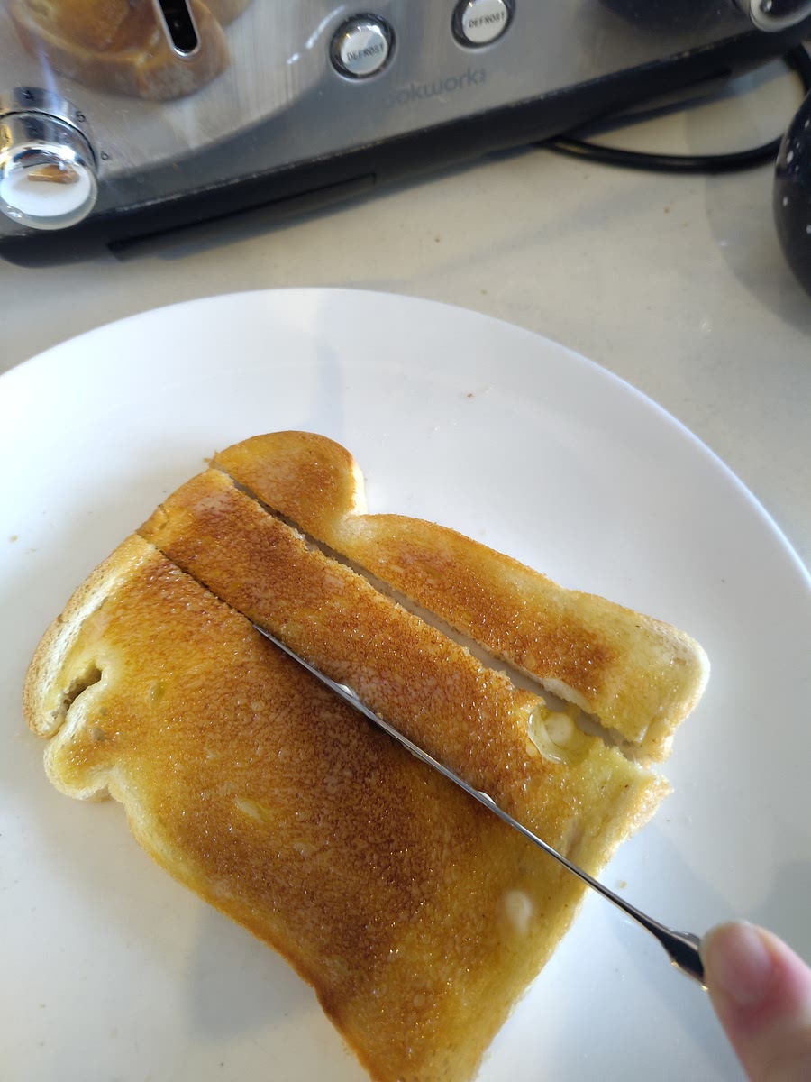 Chop bread into 'fingers'.