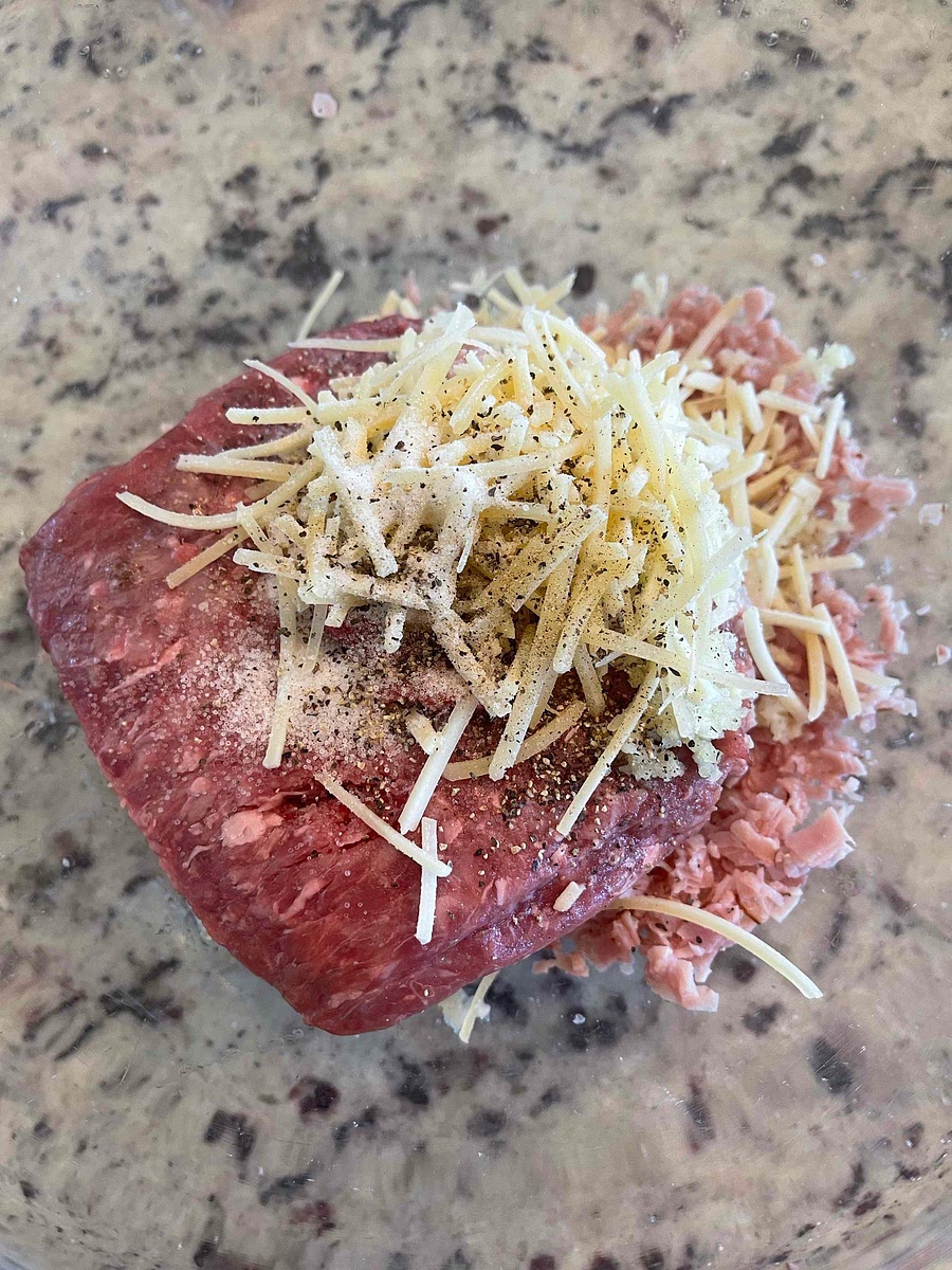 Add the salt and pepper.