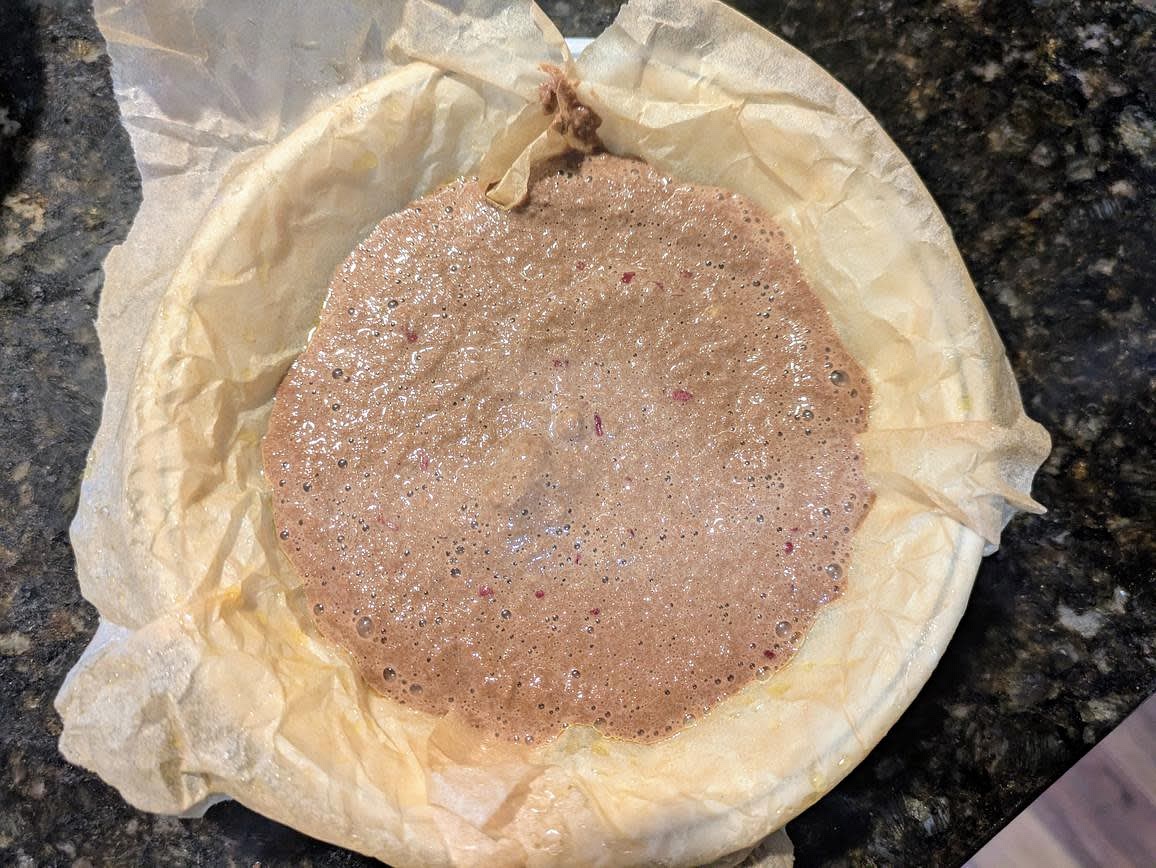 Transfer the batter to the bowl, and smooth out the top