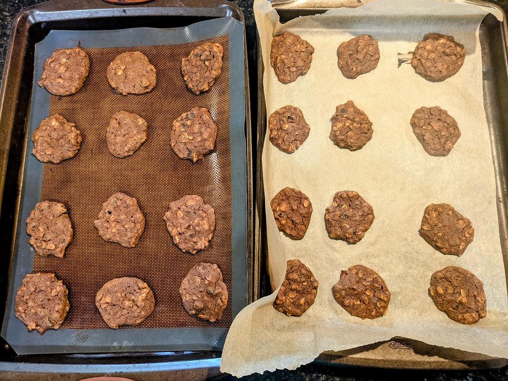 Bake for about 15 minutes at 350F, or until the tops and edges are lightly golden brown and the cookies are set to the touch. Let them cool totally on a pan before removing to an airtight container. Store in the fridge