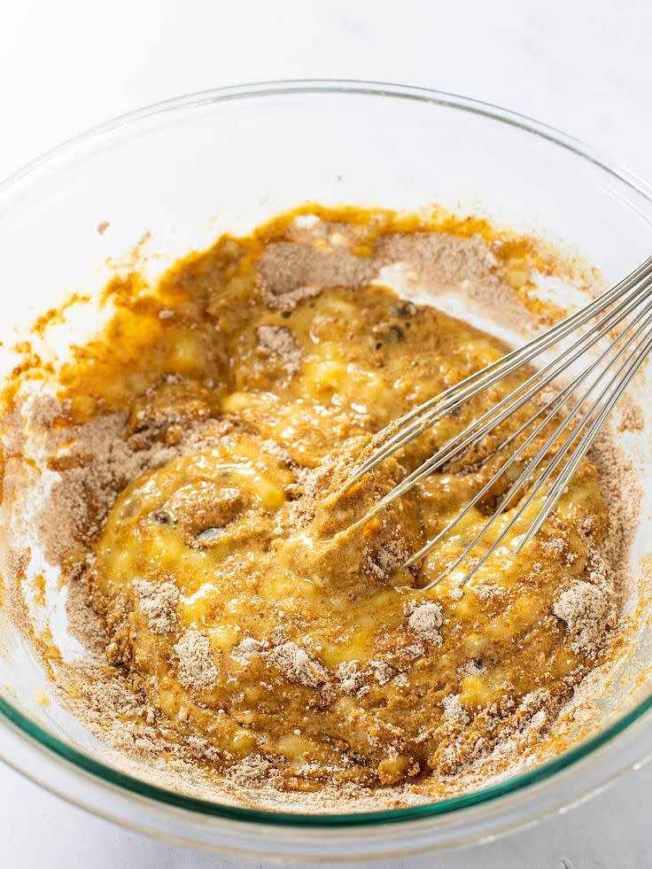 Stir in oat flour, baking soda, cinnamon, and salt.