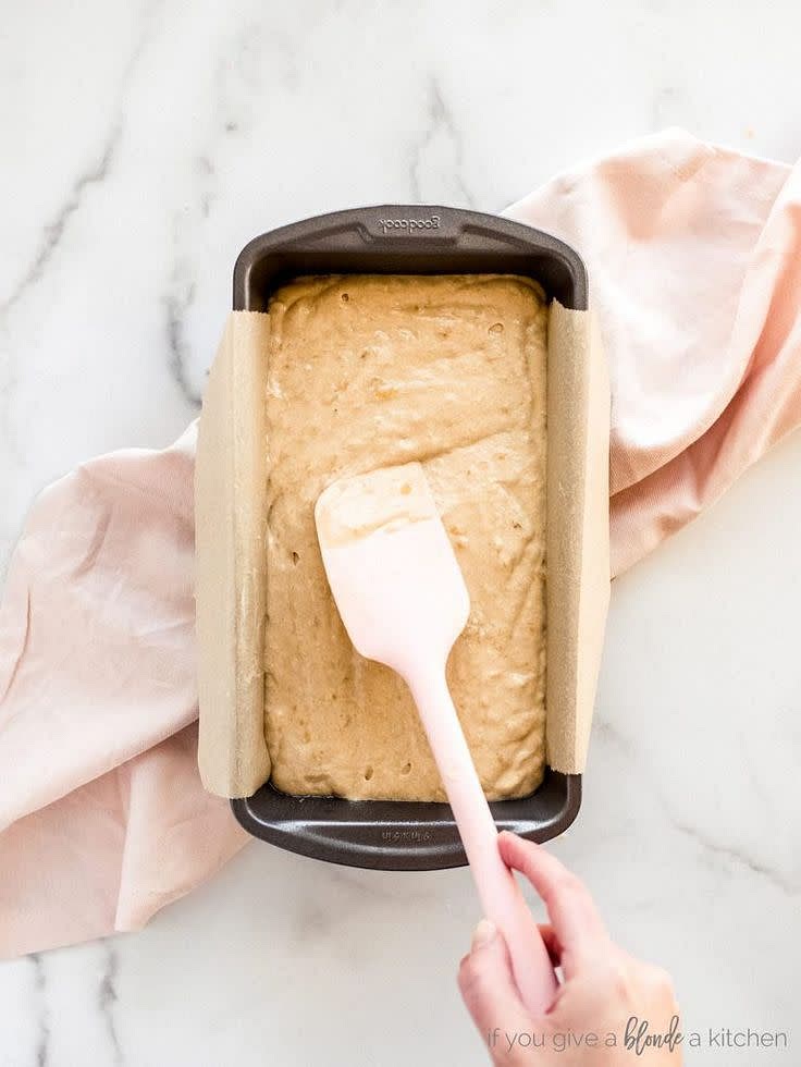 Pour into a lined or greased loaf pan.