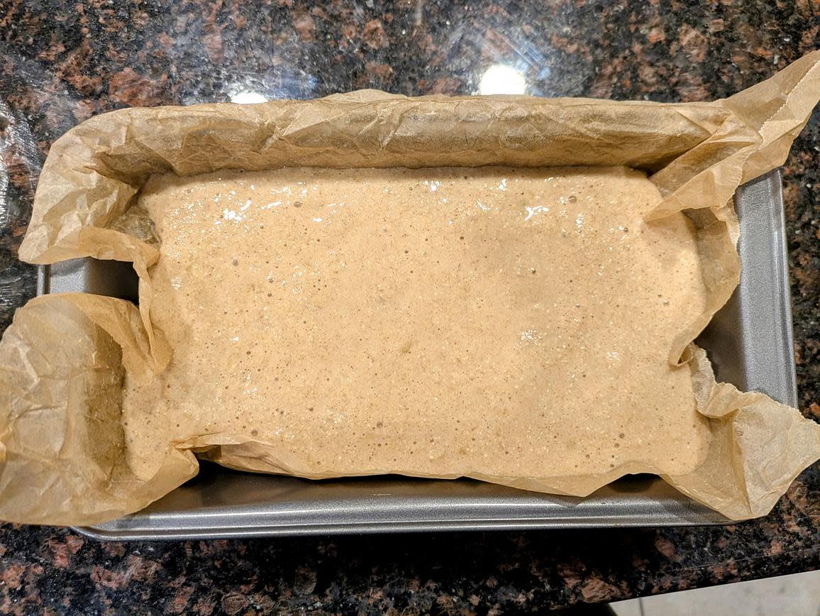 Transfer the batter to the pan, and smooth out the top