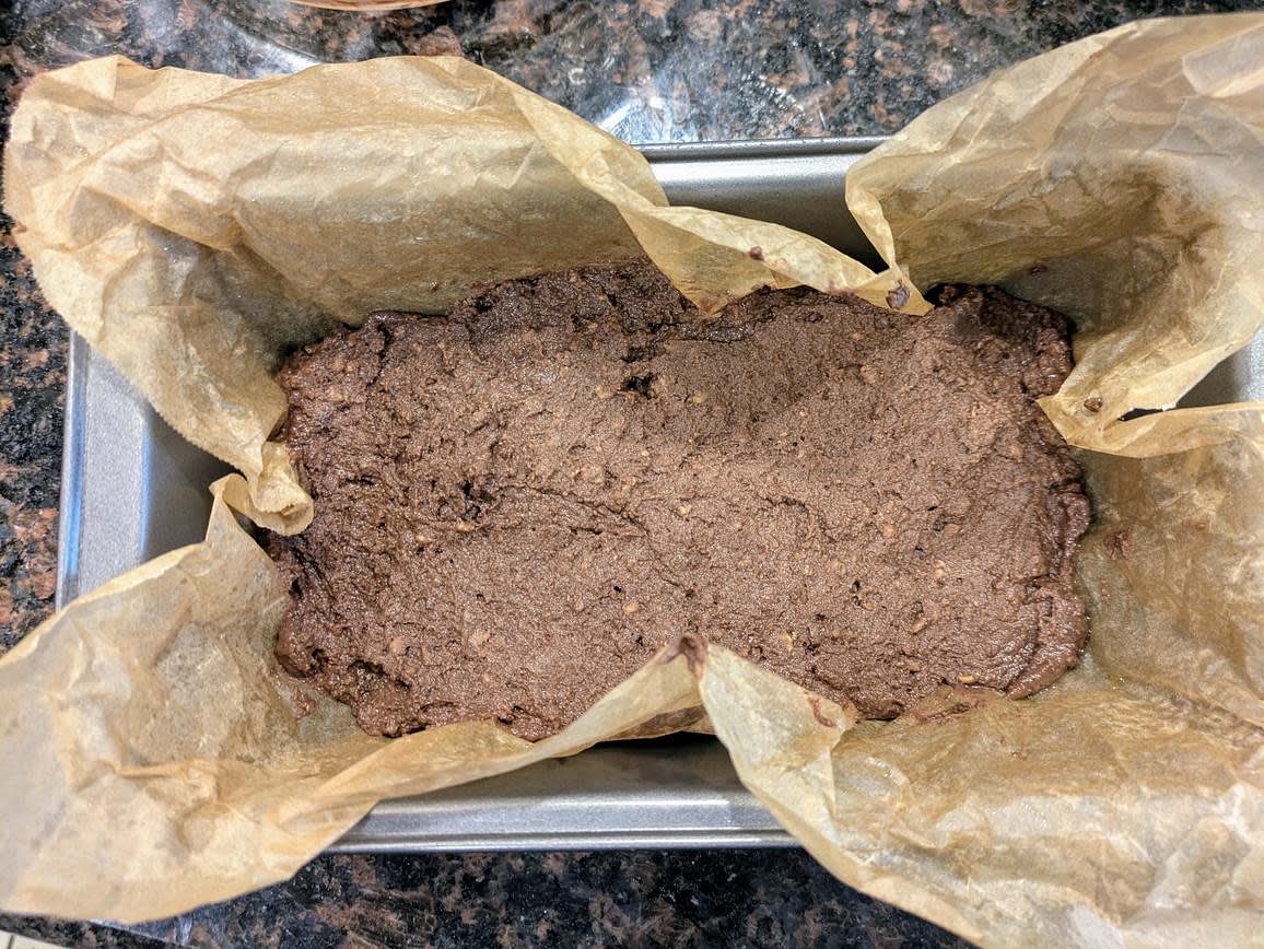 Transfer the batter to the pan, and smooth out the top