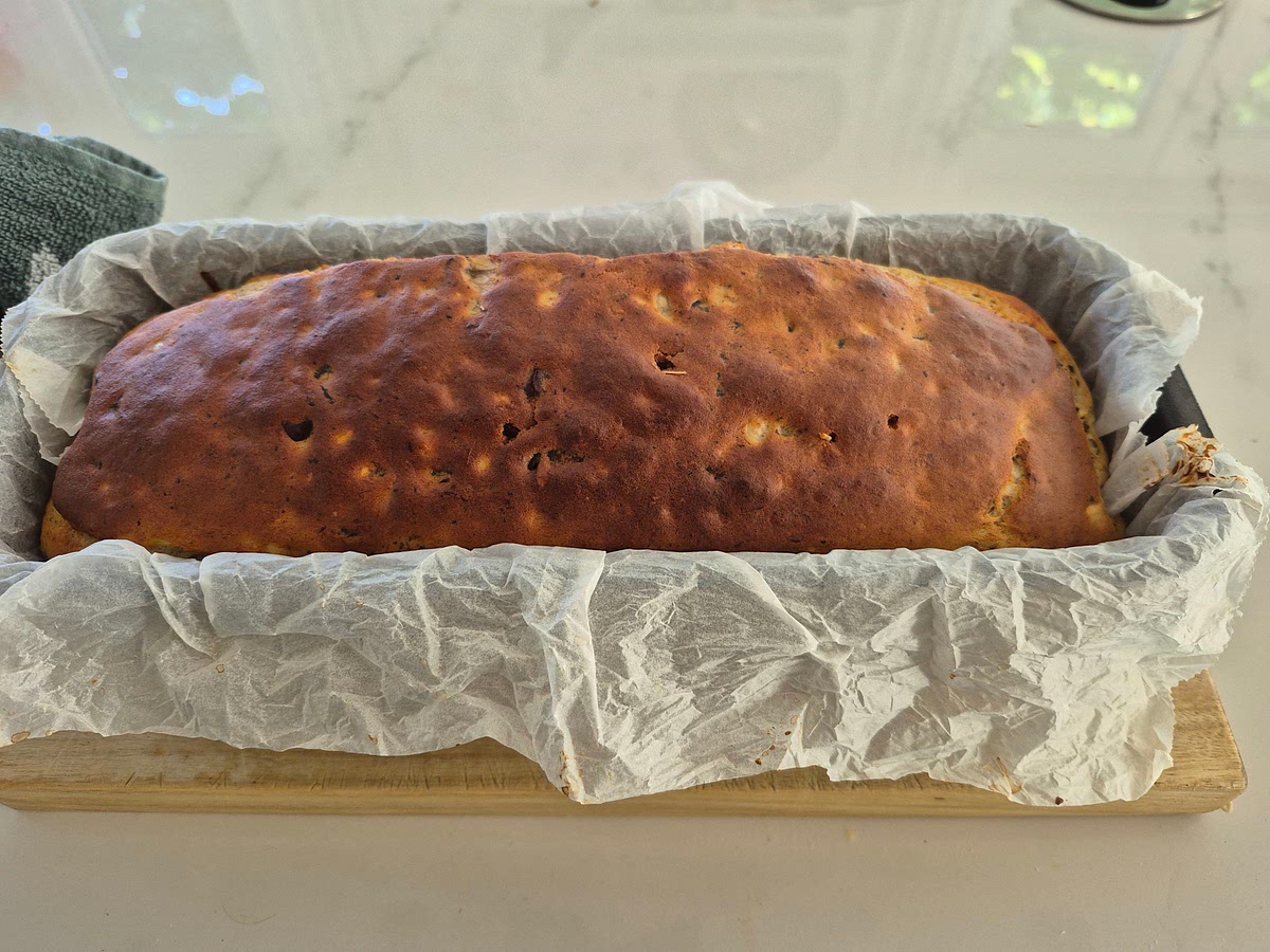 Let it cool slightly and slice into 3 portions.