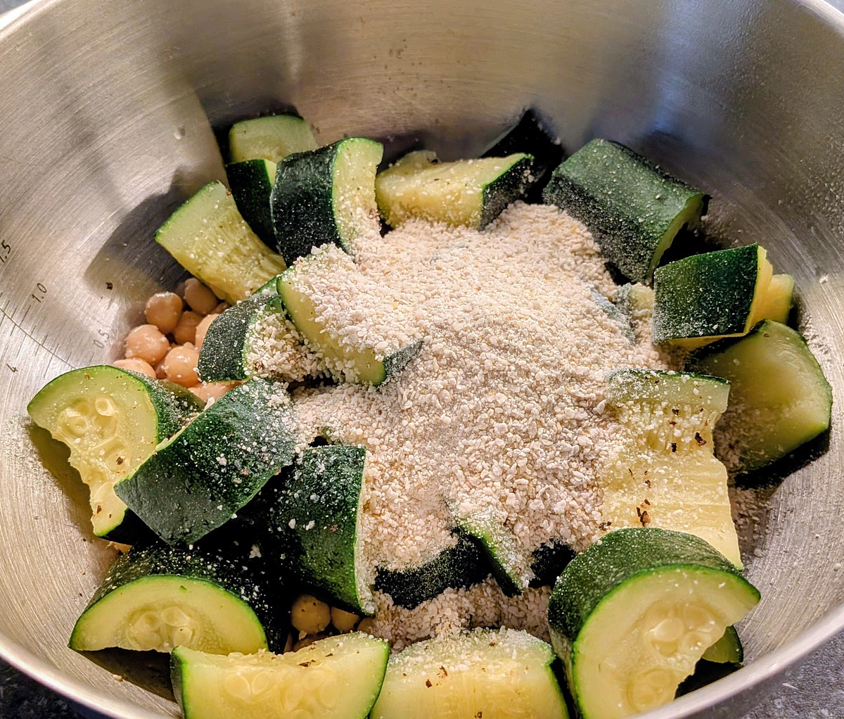 Transfer the drained veg to a large bowl and add the rest of the polpette ingredients.