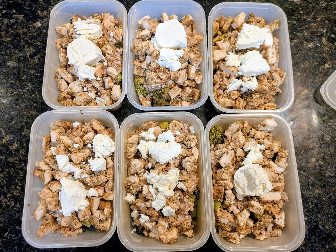 Top each bowl with 1 oz (28 g) of goat cheese