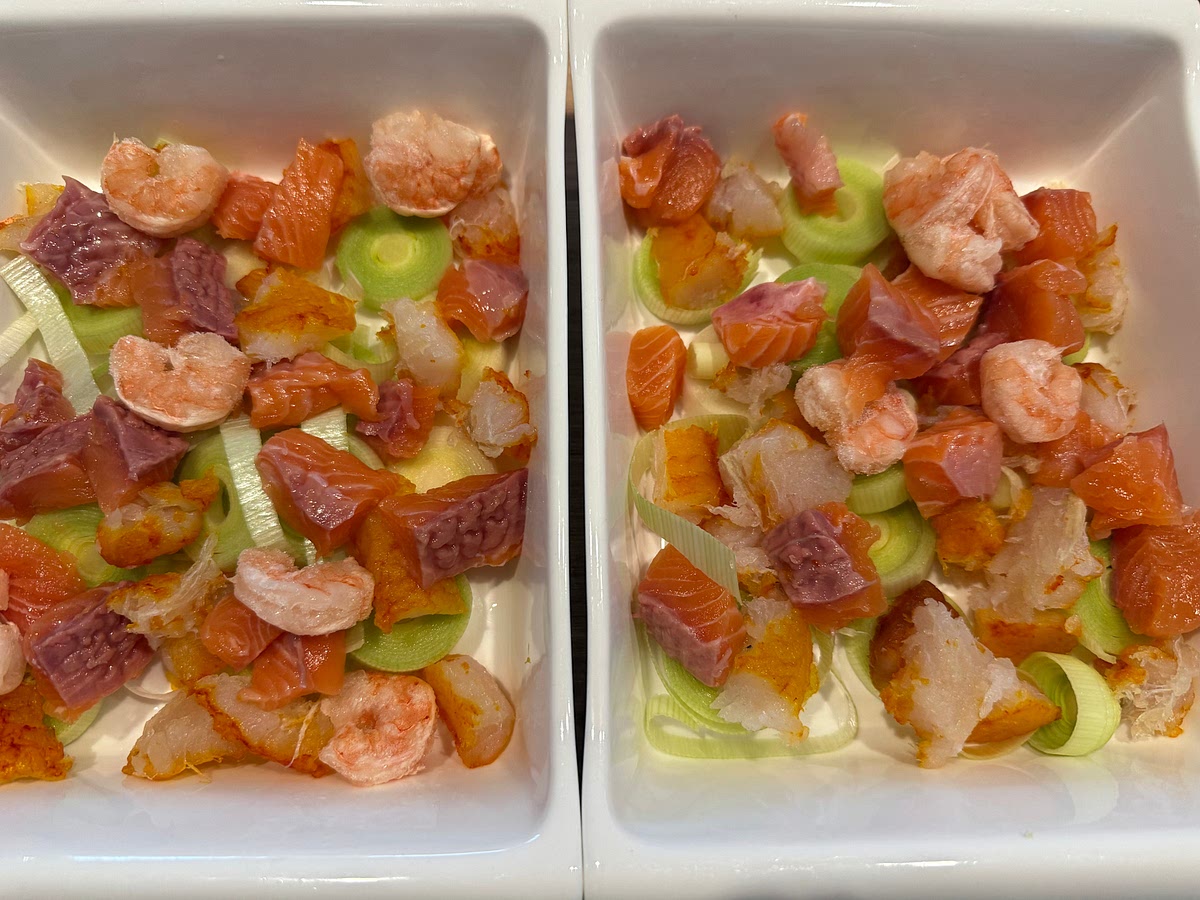 Thinly slice the leek and add to the dish