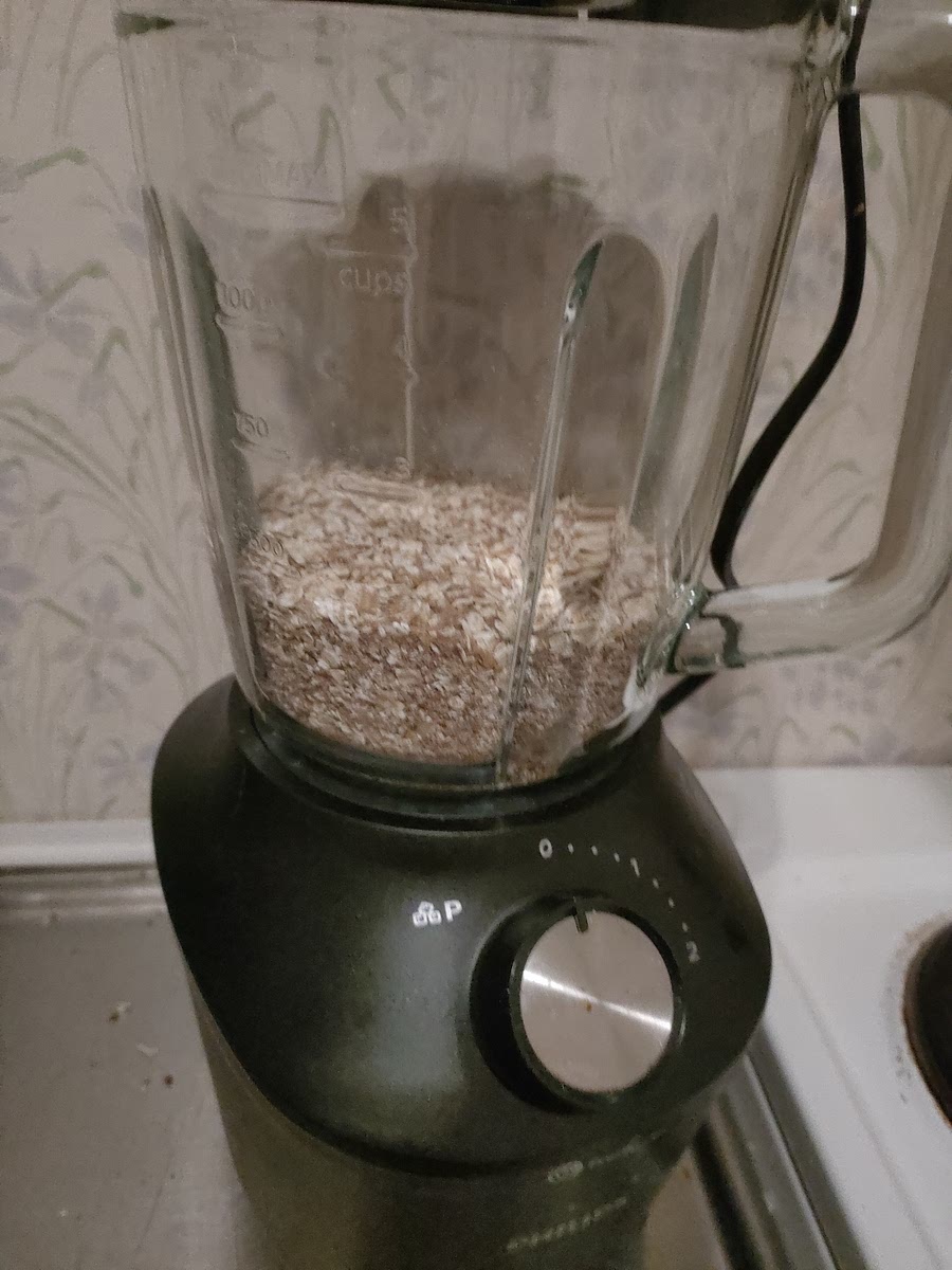 Mix oats in mixer