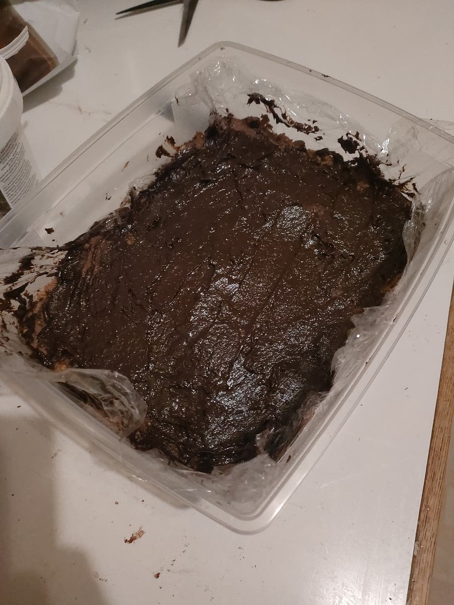 Pour chocolate over and add anything on top (Mandles fit well, for example.)