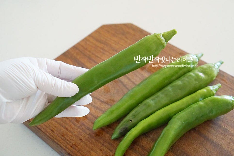 맵지 않고 식감이 아삭한 오이고추전은 풋향이 고소한 소와 정말 잘 어울린답니다. 꼭지 부분은 다듬어 주고 깨끗하게 씻어 물기를 제거해 줍니다. 반으로 잘라주면 씨가 보이죠. 씨 부분은 가위로 잘라 깔끔하게 정돈하여 줍니다. 고추 속에 고기소를 넣기 전에 먼저 밀가루를 가볍게 발라줍니다. 밀가루를 발라주어야 분리되지 않고 잘 구워 저요. 밀가루를 가볍게 입힌 뒤 고기소를 채워 넣어줍니다. 깻잎은 흐르는 물에 씻어 꼭지를 제거해 준 뒤 물기를 완전히 제거해 줍니다. 전부치기 좋도록 크기가 너무 크지 않은 걸로 준비했어요. 뒷면에 밀가루를 묻혀 가볍게 털어준 뒤 돼지고기소를 모양에 맞게 넣어줍니다. 반으로 접어 납작하게 모양을 잡아주어요.