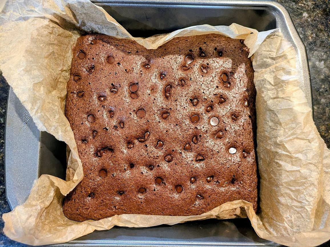 Bake at 350F for about 20 minutes, or until a toothpick comes out nearly clean