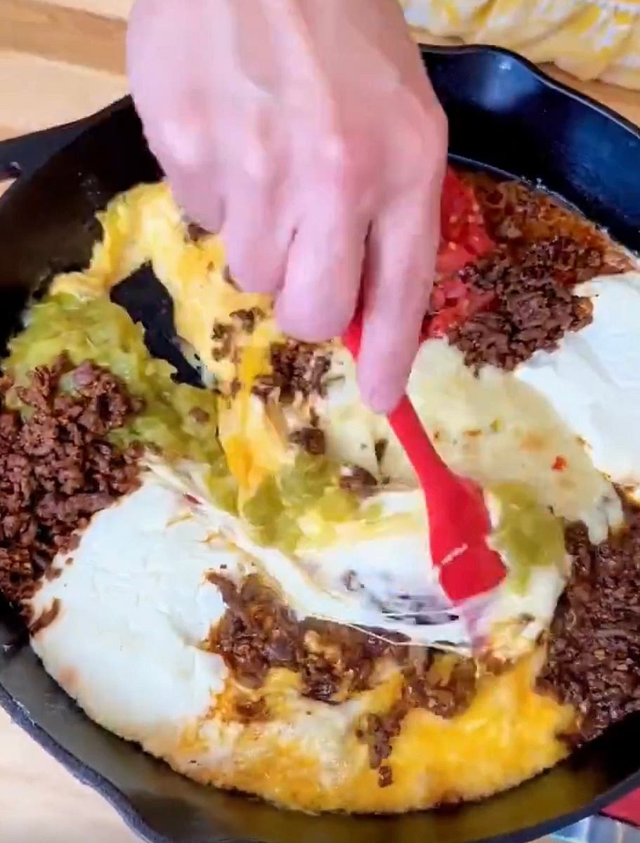 Bake in oven at 350 degrees until cheese is fully melted, mix, and serve.